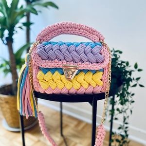 Handmade bag/Crochet bag/Crochet handbag/Hand knitted bag/Shoulder bag/ Pink han